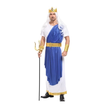 Fantasia Adulto Bărbați Mitologia Romană Zeul Mării Regele Neptun Poseidon Costume de Halloween Purim Party Carnaval, Cosplay, Costume