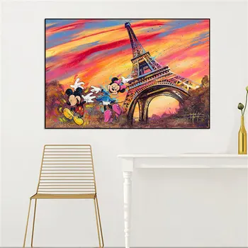 Disney Minnie Mickey Mouse Dans Din Paris Pictura Panza Pop Art Poster Print De Arta De Perete De Imagine Pentru Camera Pentru Copii Decor Acasă
