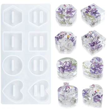 DIY Dragoste Rotundă Hexagonală Inel Titular Mucegai Silicon Cristal Inel de Suport Rășină Epoxidică Mucegai Pentru Femei Inele Accesorii