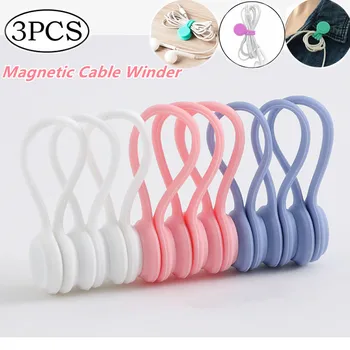 3Pcs Cablu de Management Organizator Silicon Moale Magnetice de Date USB Cablu Bobinator Cască de Sârmă Protector Legături Suport Pentru Cabluri Telefonice