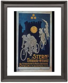 Poster Bicicleta Vintage German Cadru de Imagine 16x12 Cm Hârtie Foto Print