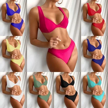 11 Culori Noi Bikini Sexy Femei Push Up Costume De Baie Solid De Costume De Baie Bikini Set De Sex Feminin Costum De Baie Pe Plajă Bikini Para Mujer 2023