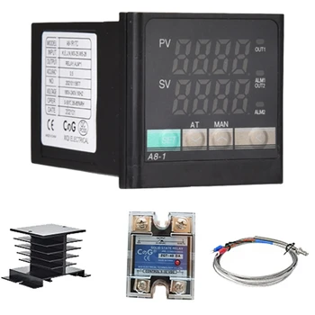 Controler de temperatura Setul PID 100-240 VAC Tensiune Cu 40DA Solid state Relay, Tip K Termocuplu Sonda Si radiatorul