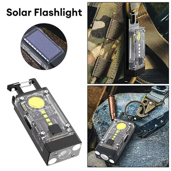 Mini Breloc Lanterna Portabil ȘTIULETE de LED Lumina de Lucru USB+Solar baterie Reîncărcabilă Electrice Lanterna Camping Flashilight pentru Exterior