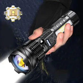 LED-uri de Mare Putere cu Laser Zoom Lanterna Tactice USB Portabil Reîncărcabilă Lanterna Flash de Camping Pescuit Lumină Puternică Lumini în aer liber
