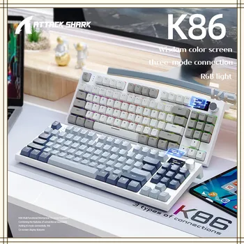 K86 Wireless Hot-swappable Mecanice Tastatura Bluetooth/2.4 g, Cu Ecran de Afișare Și de Volum Rotativ Buton Pentru Jocuri, Și de a Lucra