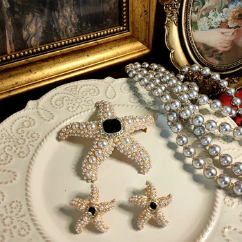 Perle de epocă steaua de mare Broșă Corsaj 925Silver ureche clip cercei pentru femei seturi de bijuterii pentru femei set gratuit shippigs
