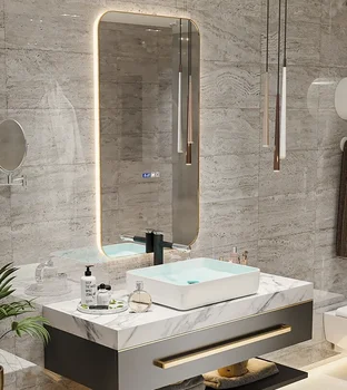 Platforma Rock lavoar chiuveta cabinet baie de lavoar combinație cabinetul este modern și simplu.