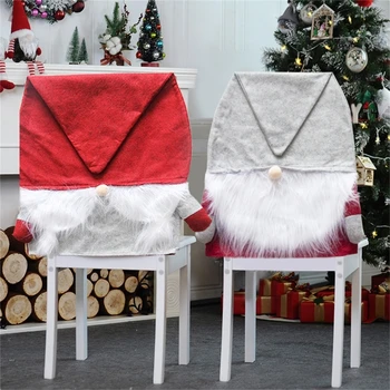 2 buc Moș Crăciun Pălărie Huse pentru scaune de Craciun Decor de Anul Nou 2023 Ornamente pentru Masă pentru Cină, Banchet Huse