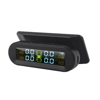 Solar Wireless USB TPMS Mașină de monitorizare a Presiunii în Anvelope Sistemul HD Display LCD 4 Senzor Extern de Presiune în Pneuri Avertizare Temperatura