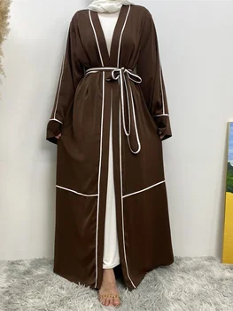Eid Musulman Rochie pentru Femei cu Rochii cu Dungi Dantelă-up Jalabiya Maroc Rochii de Partid Dubai Abayas Caftan Vestidos Arabe Robă Lungă 2024