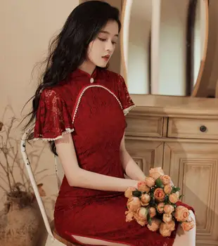 Elegant Dantela Qipao Vintage Stil Chinezesc Cheongsams Sexy Femei De Vara Noi Vestidos De Mult Haine Rochie De Mireasa Rochie De Banchet