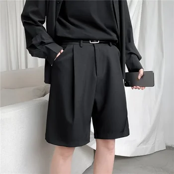 Bumbac Solid Buzunar pantaloni Scurți pentru Bărbați Butonul Zbura Moale Confortabil pentru Bărbați Îmbrăcăminte de Vară 2024 Lungime Genunchi Jos de sex Masculin A65