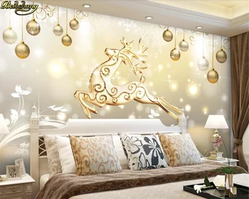 beibehang foto Personalizat tapet mural Crăciun elan 3d tridimensional de aur moale sac de bijuterii fundal TV de perete