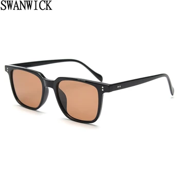 Swanwick retro mic cadru ochelari de soare femei TR90 pătrat ochelari de soare pentru barbati polarizati UV400 maro galben accesorii de vară