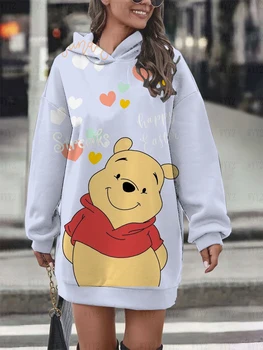 Noi Doamnelor Hanorac Rochie de Moda Tricou Tricou Rochie de Imprimare Disney Winnie the Pooh Femei Hanorac Tricou Rochie