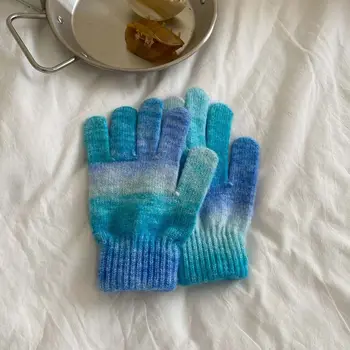 Iarna Cadouri Adult Gradient Tricotate Windproof Femei Mănuși De Iarnă Mănuși De Cald Mănuși Cu Cinci Degete Mănuși