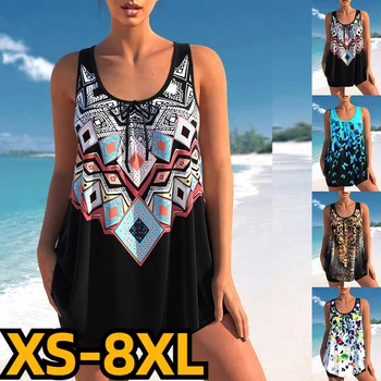 2023 Noi de Vara Femei Retro Imprimare 3D Beachwear costum de Baie Feminin Backless Sling Costum de Baie Feminin Talie Mare din Două Piese Tankini