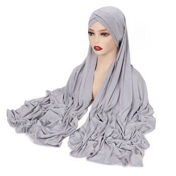 Instant Hijab pentru Femei Eșarfă Jersey Hijabs Cap Wrap pentru Femei Musulmane Moda Turban Văl Ramadan Foulard Femme Africain
