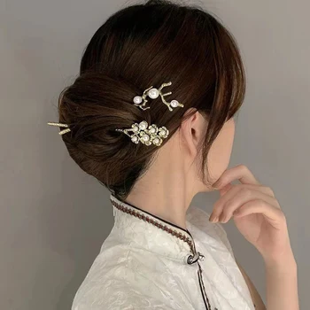 Chineză Stil Vintage Pentru Femei Ac De Păr Elegant Elegant De Culoare Argintie Stick De Păr Updo Accesorii Design Unic Pentru Femei, Articole Pentru Acoperirea Capului
