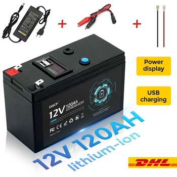 12V 120Ah USB baterie Reîncărcabilă fosfat de Fier 18650 baterie litiu pentru energie solară vehicul electric + 12.6 V 3A încărcător