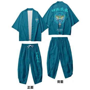 Vestimentația Tradițională Japoneză Dragon Print Kimono Pantaloni Barbati Retro Yukata Moda Din Asia Tang Costum Harajuku Hanfu Yukata Sacou