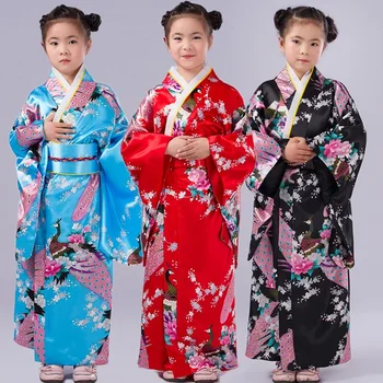Copiii Păun Yukata Îmbrăcăminte Fata Kimono Japonez Rochie Copii Yukata Haori Costum Tradițional Japones Kimono Costum Copil