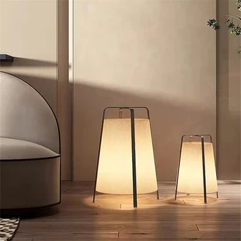 Bej lampa de podea Japonez wabi sabi Retro abajur tesatura Dormitor Modern Designer de Artă Coridor camera de zi în picioare lampa
