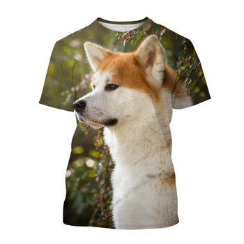Noi Japoneză Akita Inu Scurt-maneca Tricou Drăguț Câine Animal Harajuku Tipărite Tricou Respirabil și Confortabil Moale T-shirt
