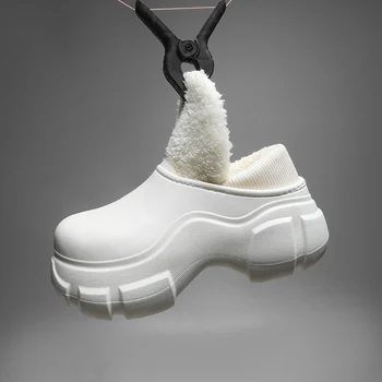 2024 Noi Femeile Blană Papuci EVA Impermeabil de Iarna Cald de Pluș Tobogane de Interior Acasă cu Talpă de Încălțăminte Non-Alunecare Sporind Sandale