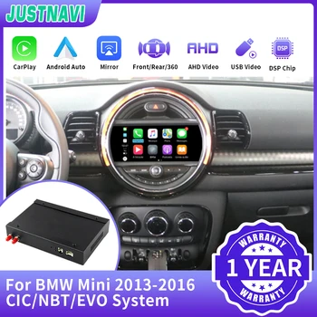 JUSTNAVI Wireless CarPlay, Android Auto pentru BMW Mini Cooper R55 R56 R57 R58 R59 R60 R61 F54 F55 Mirror link-Spate, Camera video Frontală