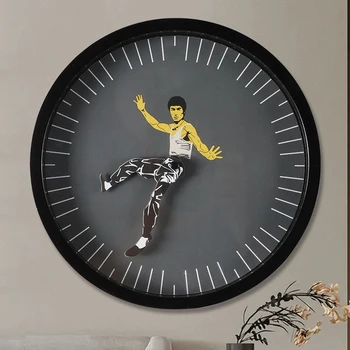 Maestru de Arte marțiale Bruce Lee Ceas de Perete,25cm Rotund Cuarț Ceas pentru Creative de Decorare Camera de zi Stil Modern