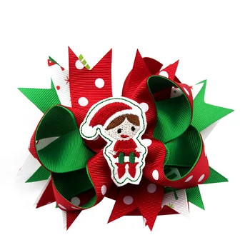 5 Inch Fete de Crăciun Vânt Panglică Arc Ac de păr pentru Copii Cadou de Crăciun Aligator Clip Polka Dot Accesorii de Par
