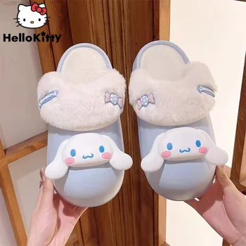 Sanrio Hello Kitty Cinnamoroll Nou De Desene Animate Drăguț De Pluș Papuci De Iarna Tineresc Femeie Kawaii Kuromi Melodie Pufos De Blană, Pantofi Fete