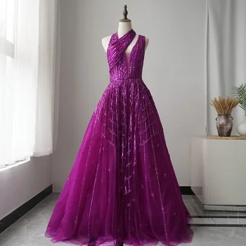 De Vânzare la cald de Lux cu Margele Dubai Liliac Rochii de Seara pentru Femei Petrecerea de Nunta 2023 Elegante Lungi arabă Bal Formale Rochii LA71778