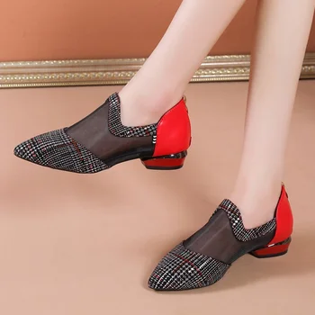 Femei Respirabil Subliniat Toe Pantofi Singur 2023 Vara Înapoi Zip Superficial Pantofi cu Toc pentru Femei Rochie Retro de Birou Doamnelor Pompe