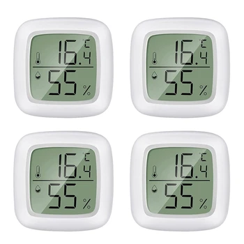 Termometru Higrometru Interior Digital Pachet de 4 Mini LCD Termometru Umiditate Metru pentru Camera Copilului, Senior Camera, Etc