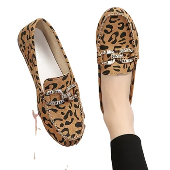 Nouă Femei Din Piele De Apartamente Noi De Brand Handmade Femei Casual Din Piele Pantofi Mocasin Din Piele De Moda Leopard De Imprimare Femei Pantofi Pentru Condus