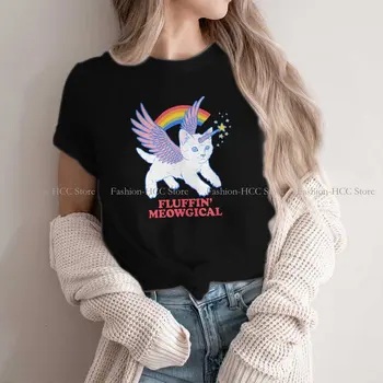 Unicorn Drăguț Poliester Tricouri Fluffin Meowgical Esențiale Personaliza Femei T Shirt Nouă Tendință de Îmbrăcăminte