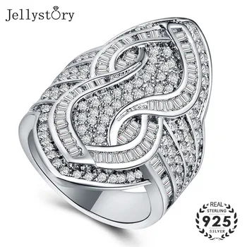 Jellystory Trendy 925 Inel Argint Bijuterii cu formă Geometrică Placat cu Piatră prețioasă Femei Inele de Nunta Petrecere Cadou en-gros