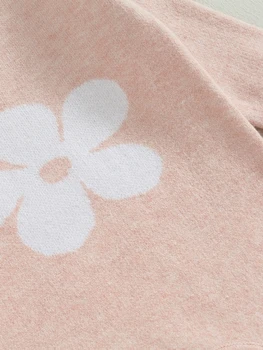 Fetita Florale Imprimare Pulover Tricotate Salopeta - Maneci Lungi cu Nervuri Romper pentru garderoba de Toamnă