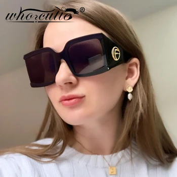 Supradimensionat ochelari de Soare Femei 2019 Brand Designer de Epocă Retro Mare Cadru Pătrat Negru Carapace de broască Țestoasă 90 Ochelari de Soare Nuante S124