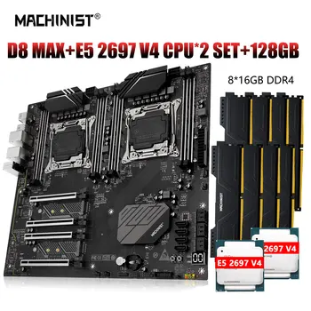 MAȘINIST X99 Xeon Kit Placa de baza Stabilit LGA 2011-3 E5 2697 v4 Dual CPU Procesor DDR4 ECC 8*Memorie de 16GB E-ATX M. 2 NVME ssd D8 D
