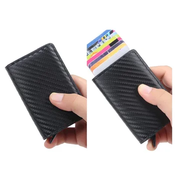 Noua Fibra de Carbon RFID Blocking Bărbați Titularul Cardului de Credit, din Piele, Card Bancar Portofel Cazul Cardului de Protecție Geanta Pentru Femei