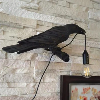 Stil Gotic Rășină Norocos Pasăre Lampă De Perete Home Decor Vintage Raven Lampa E14 Bec Cu Mufa Art Decor Pentru Dormitor Cameră Decor