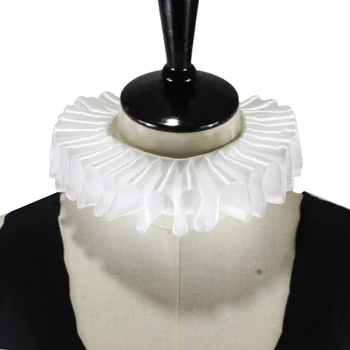 Femeile Romantice Panglică Arc Ciufulit Fals Guler Victorian Gât Guler Alb Clovn Cravată Cosplay Costum 10CF