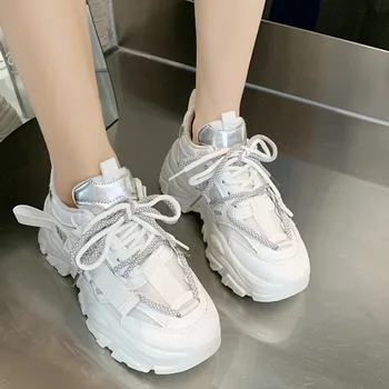 Noua Runda Deget de la picior Plasă de Cruce Curea Fund Gros rezistent la Uzura de Moda pentru Femei Pantofi de Toamna Non-alunecare Confortabil Adidasi Funcționare