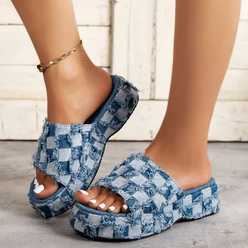 Pantofi pentru femei 2023 Înaltă Calitate de Cowboy pentru Femei Papuci de Moda de Vara sandale de Culoare de Potrivire Pantofi Doamnelor Platforma Papuci