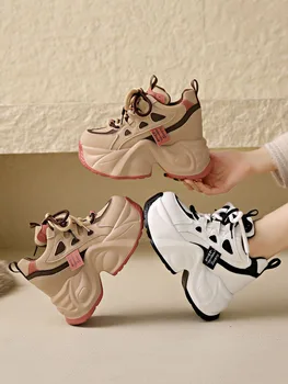 Femei Formatori Pantofi Adidasi Platforma Femei-pantofi de Funcționare Talpă Groasă Casual Trandafiri 2023 PU petrecere a timpului Liber Mare Retro, Panglică Scurt Plus