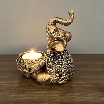 Animale Sfesnice Elefant Trunchiuri De Sculptură Tealight Lumanarea Titular Decorative Mici Stick De Lumânare Titularii Bun Noroc Cadouri